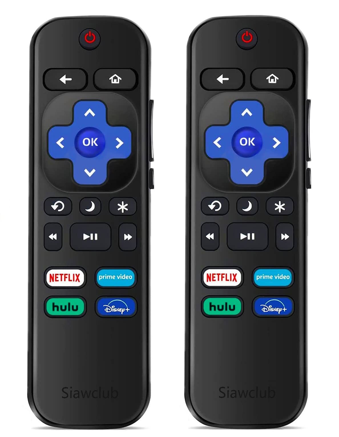 Remote Control for Roku TV 2 PCS, Siawclub Replacement Remote Compatible with Hisense Sharp Onn Insignia Roku ect,with Netflix, Disney+, Hulu, Prime Video Buttons【Not for Roku Stick and Box】