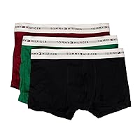 Tommy Hilfiger TH men's boxer pack 3 pieces visible elastic stretch cotton underwear article UM0UM02761 TRUNK 3P, 0SS Rouge/nouveau green/desert sky, Large