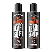 Wild Willies Moisturizing Beard Shampoo & Conditioner Kit, PROGRO - Fortified with Biotin & Caffeine for Facial Hair Growth, Hydration, & Softener, 4oz