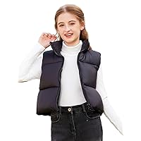 SOLY HUX Girl's Zip Up Puffer Crop Vest Down Coat Sleeveless Funnel Neck Outerwear