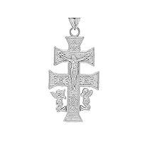 Fine Sterling Silver Caravaca Double Cross Crucifix Pendant