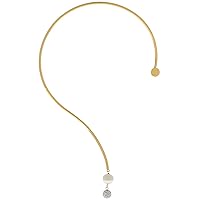 Lova Jewelry Asymmetric Pearl Pendant Gold Tone Metal Torque Choker Necklace