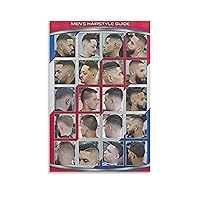 Barbershop Salon Men's Hair Guide Poster Hair Salon Poster Wall Art Paintings Canvas Wall Decor Home Decor Living Room Decor Aesthetic 20x30inch(50x75cm) Unframe-Style