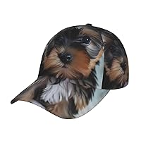 Yorkie Puppy Hat for Women Men Classic Baseball Cap Golf Dad Hat Adjustable Sport Hats Black