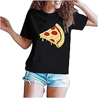 Matching T-Shirts for Couples Piece Pizza Print Casual Short Sleeve Tops Valentines Day Funny Fashion Tee Blouses