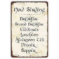 Vintage Style Funny Tin Sign, Second Breakfast Kitchen Sign, Gift for LOTR Fans, Metal Signage, 8x12 Inches
