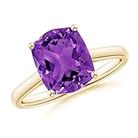 Natural Amethyst Solitaire Ring for Women, Girls in 14K Solid Gold/Platinum | February Birthstone Jewelry Gift for Her |Birthday|Wedding|Anniversary|Engagement