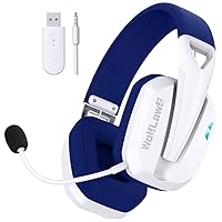 Wireless Gaming Headset for PS5, PS4, PC, Mac, Switch, Bluetooth Over-Ear Headphones with Detachable and Built-in Mics, Low Latency, Lightweight, Noise Isolation, 48H Battery