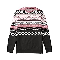 Children Teen Christmas Hoodie Boys Girls Christmas Sweater Long Sleeve Crew-Neck Sweater Ages 6-16