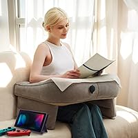 Inflatable Reading Pillow for Gaming Adjustable Lap Desk Pillow Large Arm Rest Pillow for Adult Portable TV Trays Bed Table Crochet Pillow Reading, Gaming, Playing Switch or Sitting in Bed Sofa Floor