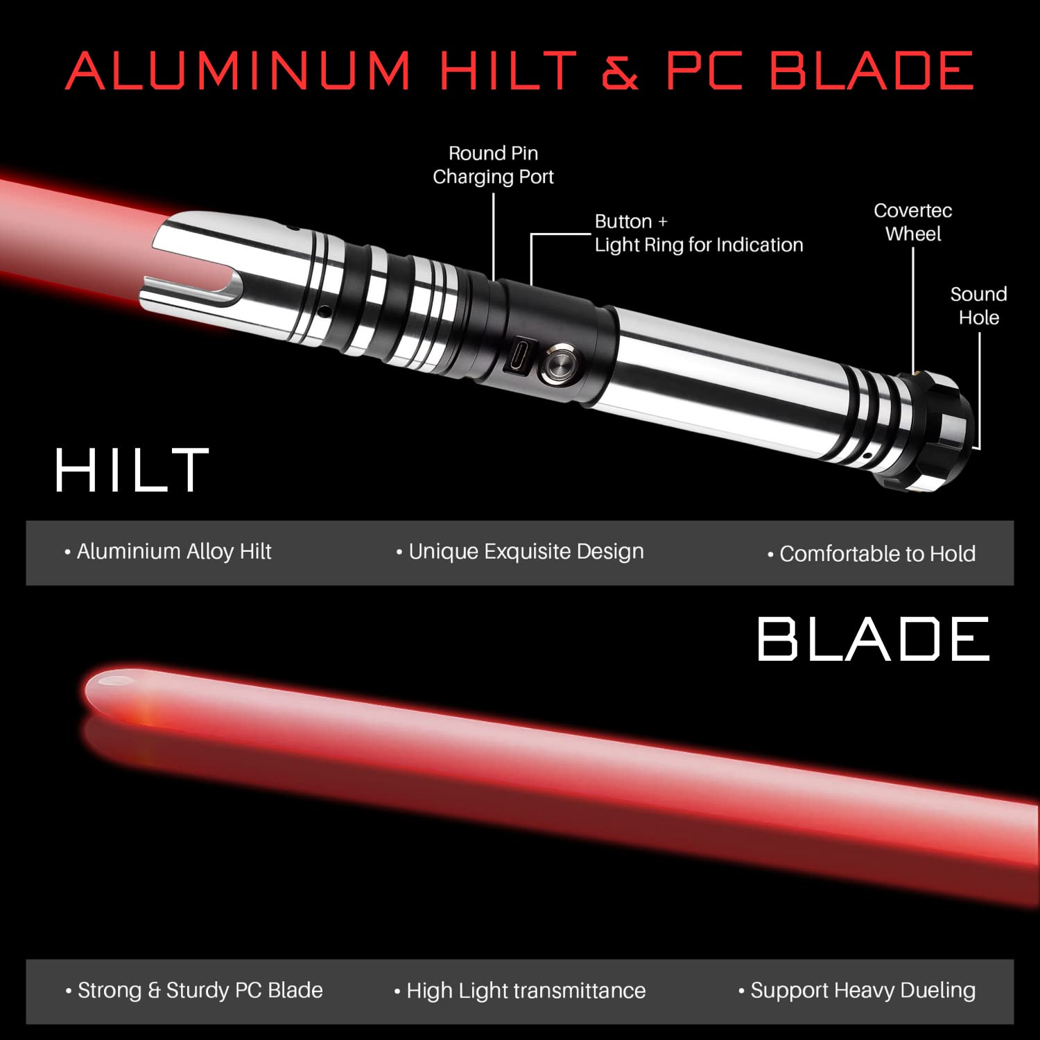 ARTSABERS Pro Dueling Lightsaber | Heavy-Duty Light Saber | FX Sword Aluminum Hilt Heavy-Duty Duel Blade | Motion Swing Rechargable Toy for Adults & Kids | 11 RBG Colors 9 Custom Sounds
