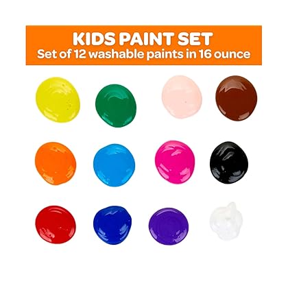 Crayola Washable Paint, 12 Count, Kids Non Toxic Paint Set, School Supplies, Assorted Colors, 16 Oz