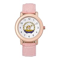 Eritrea National Emblem Fashion Leather Strap Women's Watches Easy Read Quartz Wrist Watch Gift for Ladies