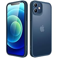 JETech Matte Case for iPhone 12/12 Pro 6.1-Inch, Shockproof Military Grade Drop Protection, Frosted Translucent Back Phone Cover, Anti-Fingerprint (Blue)