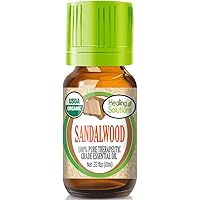 Healing Solutions Oils - 0.33 oz Sandalwood (Australian) Essential Oil Organic, Pure, Undiluted Sandalwood (Australian) Oil for Hair Diffuser Skin - 10ml