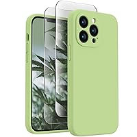 for iPhone 13 Pro Max Case, Silicone Upgraded [Camera Protection] Phone Case with [2 Screen Protectors], Soft Anti-Scratch Microfiber Lining Inside, 6.7 inch, Tea Green