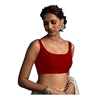 Women's Readymade Banglori Silk Red Blouse For Sarees Indian Designer Bollywood Padded Stitched Choli Crop Top