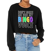 Bingo Voice Cropped Long Sleeve T-Shirt - Funny Design Women's T-Shirt - Cute Long Sleeve Tee