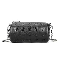 Crossbody Bag for Women Leather Cylinder Shoulder Bag Fashion Purse Handbag Ladies Satchel Clutch Black