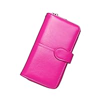 Andongnywell Clearance Women's RFID Blocking Large Capacity Luxury Wax Real Leather Clutch Card Holder Ladies Purse