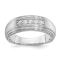 14k White Gold 5 stone 1/4 Carat Diamond Mens Band Size 10.00 Jewelry Gifts for Men