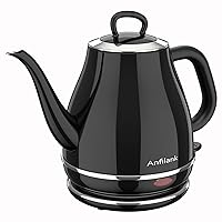 Electric Gooseneck Kettle, 1L 1500W Fast Boil, 100% Stainless Steel BPA Free Pour-Over Coffee & Tea Kettle, Water Boiler with Auto Shut & Boil-Dry Protection, Black