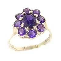 10k White Gold Real Genuine Amethyst Womens Band Ring