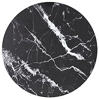 vidaXL Tempered Glass Table Top with Marble Design, Round Black Top for Dining, Coffee, and Garden Tables, 15.7