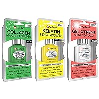 Collagen Base + Keratin Growth + Gel Top Coat, Clear, 3 Count