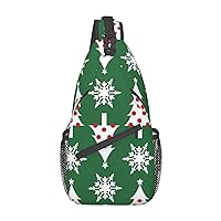 Christmas Tree Pattern Sling Backpack, Multipurpose Travel Hiking Daypack Rope Crossbody Shoulder Bag