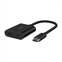 Belkin RockStar™ 3.5mm Audio with USB-C Charge Adaptor Included, USB-C Audio Adaptor Compatible with iPad Pro, Galaxy, Note, Google Pixel, LG G6, Sony Xperia, OnePlus and More - Black