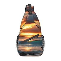 Beach Maui Hawaii Sunset Sea Waves Clouds Sling Backpack Multipurpose Crossbody Bag Sling Bag Daypack For Travel Hiking Sports