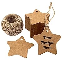 Star Shaped Kraft Paper Gift Tags Customized - Brown - Customizable Hang Tags for Crafts, Christmas Gifts, Gift Wrapping and Clothing Tags