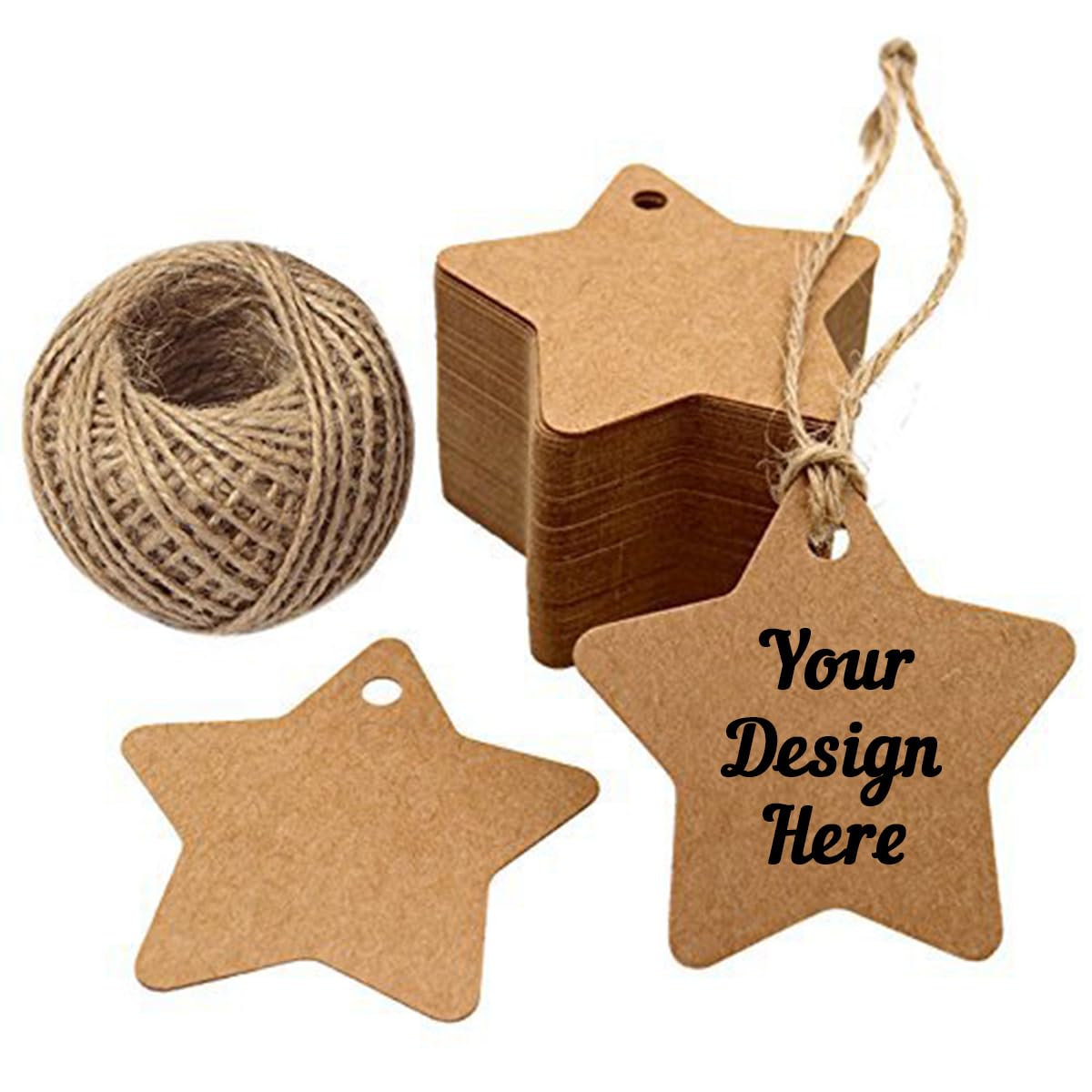 OYouni - Star Shaped Kraft Paper Gift Tags Customized - Brown - Customizable Hang Tags for Crafts, Christmas Gifts, Gift Wrapping and Clothing Tags
