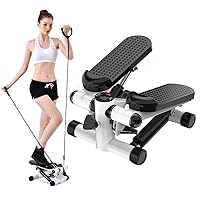 Mini Stepper, Household Silent Twist Fitness Equipment with Resistance Bands, Suitable for Living Room, Office, Gym