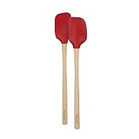 Tovolo Flex-Core Wood-Handled Mini Spatula & Spoonula, Kitchen Utensil Set of 2, Heat-Resistant & BPA-Free Silicone Spatula & Spoonula Heads, Safe for Cast Iron & Non-Stick Cookware