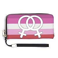 Lesbian Pride Flag Print RFID Blocking Wallet Slim Clutch Wristlet Travel Long Purse for Women Men