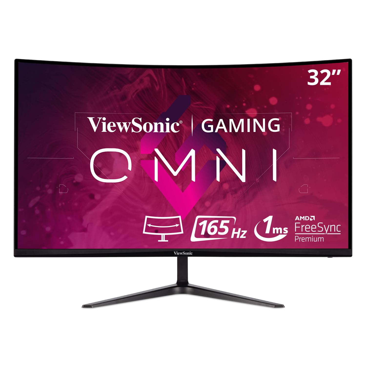 ViewSonic OMNI VX3218-PC-MHD 32 Inch Curved 1080p 1ms 165Hz Gaming Monitor with Adaptive Sync, Eye Care, HDMI and Display Port, Black