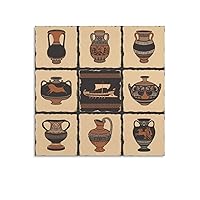 Ancient Greek Pottery Poster Vintage Art Poster Traditional Art Poster (2) Wall Art Paintings Canvas Wall Decor Home Decor Living Room Decor Aesthetic 28x28inch(70x70cm) Unframe-Style
