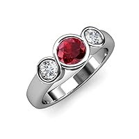 Ruby and Diamond (SI2, G) Infinity Three Stone Ring 1.85 ct tw in 14K White Gold