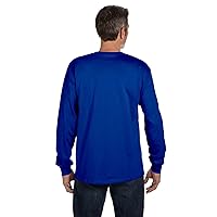 Hanes Men's TAGLESS Long-Sleeve T-Shirt with Pocket 5596, Deep Royal