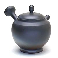 KZ07 Fire Kiln High Platform Urn Shaped Plain Teapot, Black, 4.2 fl oz (120 ml)