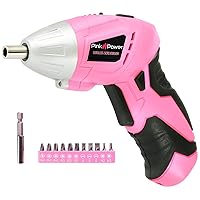 3.6V Cordless Electric Screwdriver Rechargeable Electronic Mini Automatic Gyroscopic Screw Gun Kit for Home - with Battery Indicator LED Light & Bit Set - Pink Tools for Women