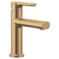 Moen Meena Bronzed Gold One-Handle Single Hole Modern Bathroom Sink Faucet with Optional Deckplate and Drain Assembly, 84794BZG