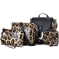 ZiMing Women Handbags PU Leather Leopard Print Backpack Shoulder Bags