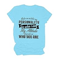 Women's Tops Graphic Tee Shirts Funny Sayings Letter Print Trendy Preppy T Shirts Novelty Cute