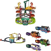 Thomas and Friends Bundle with Tower Train Set 2.5 ft Tall, Full Loop Track & Train Set, and Extra Set of 4 Battery-Powered Toy Trains