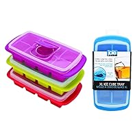 Joie Extra Large Ice Cube Tray for Freezer, Covered and Stackable, No-Spill Removable Lid, Colors May Vary, 1 Count