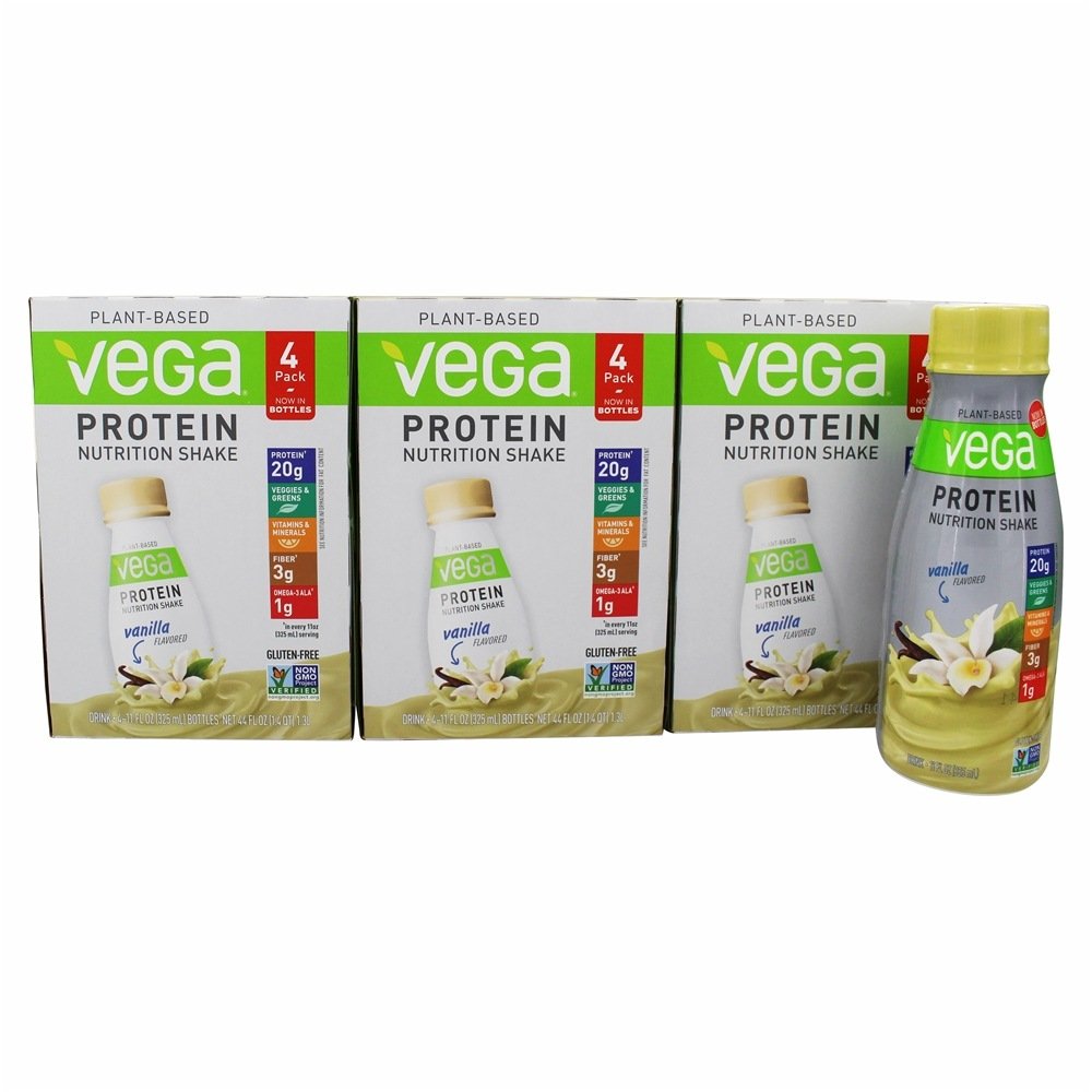 Vega Protein Shakes Ready to Drink, Vanilla - Plant Based Vegan Nutrition Shake with Veggies, Greens, Vitamins & Minerals, Gluten Free, Dairy Free, Soy Free, Vegetarian, Non GMO, 11 Fl Oz (12 Count)