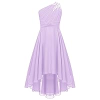 FEESHOW One Shoulder Flower Girl Junior Bridesmaid Long Dress for Wedding Party Prom Ball Gown
